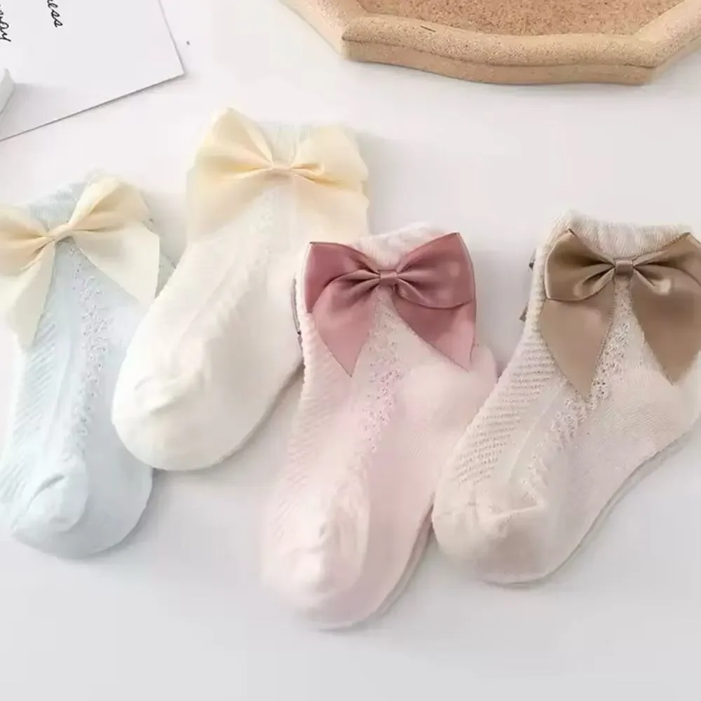 New lot of 3 baby girl bowknot socks 3-5 year medium
